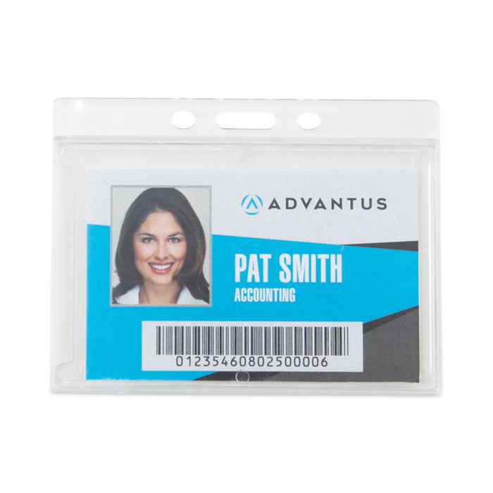 Frosted One-Card Rigid Badge Holders, Horizontal, Frosted 3.68" x 2.75" Holder, 3.38" x 2.13" Insert, 25/Box