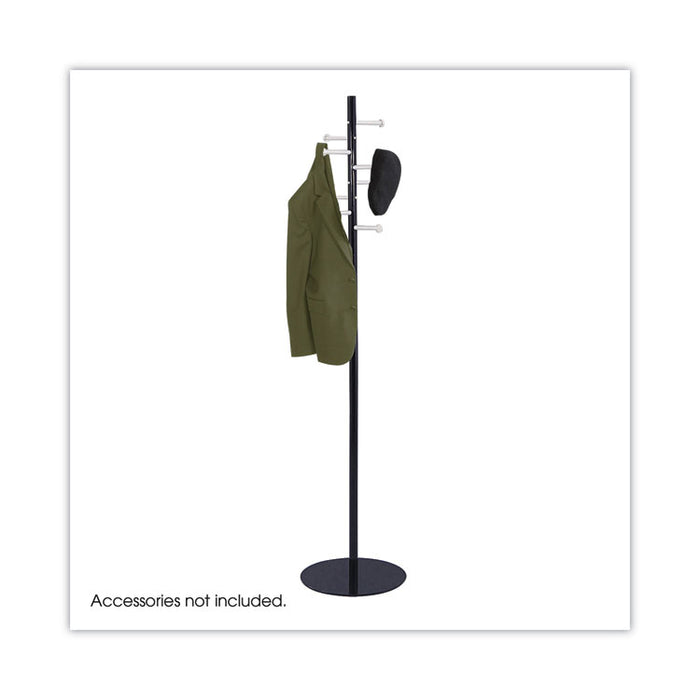 Spiral Nail Head Coat Rack, Eight Nail-Head Hooks, 15w x 15d x 67h, Black/Silver