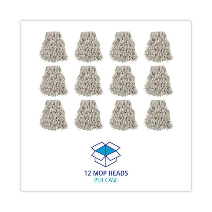 Banded Cotton Mop Head, #24, White, 12/Carton
