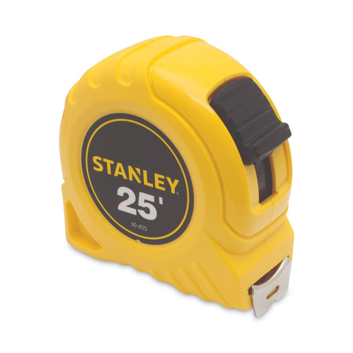 Power Return Rule Tape Measure, Plastic Case,  Polymer-Coated Blade, 1" x 25 ft, Yellow