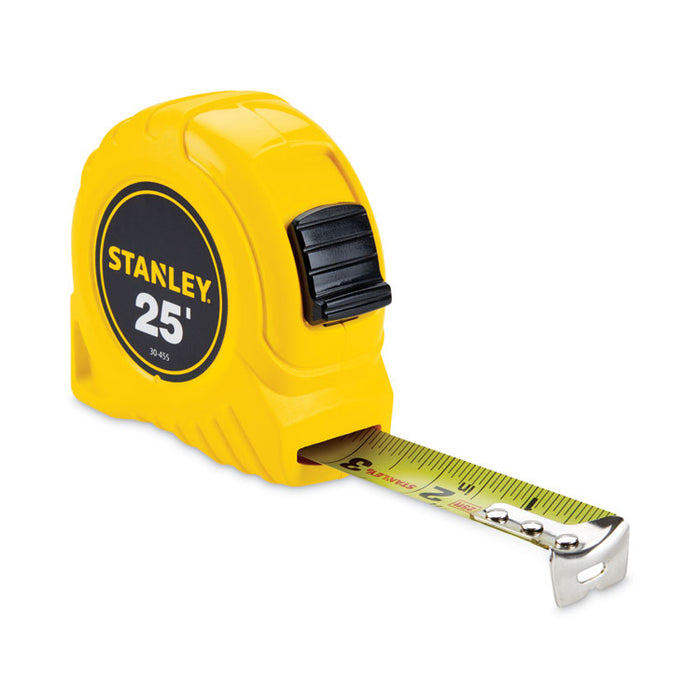 Power Return Rule Tape Measure, Plastic Case,  Polymer-Coated Blade, 1" x 25 ft, Yellow