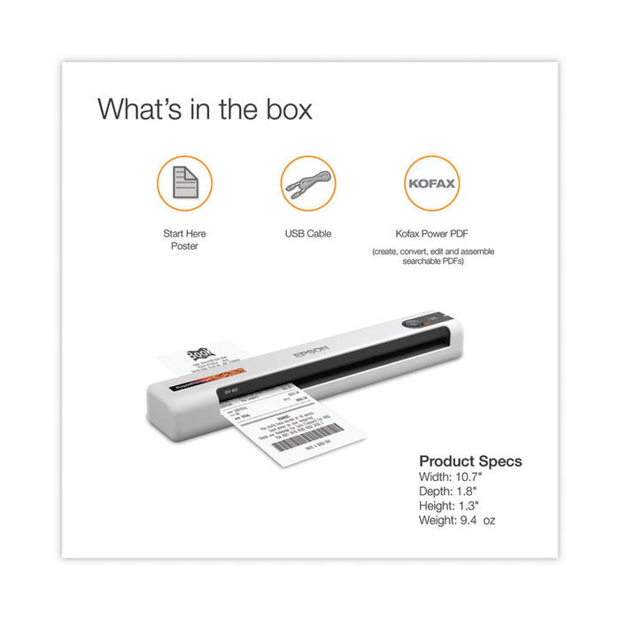 RapidReceipt RR-60 Scanner, Scans Up to 8.5 x 72, 600 dpi Optical Resolution