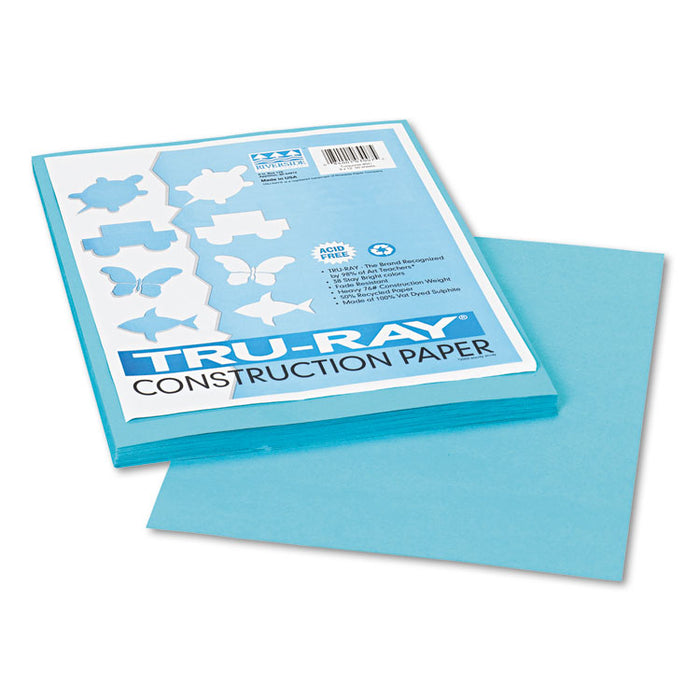 Tru-Ray Construction Paper, 76 lb Text Weight, 9 x 12, Turquoise, 50/Pack
