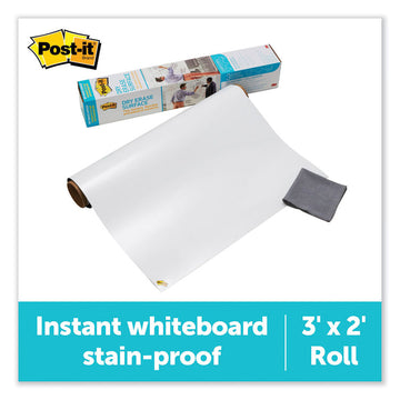 Post-it&reg; Self-Stick Dry-Erase Film Surface - White Surface - 24" (2 ft) Width x 36" (3 ft) Length - White Film - Rectangle - Flexible, Stain Resistant, Self-stick - 1 Pack