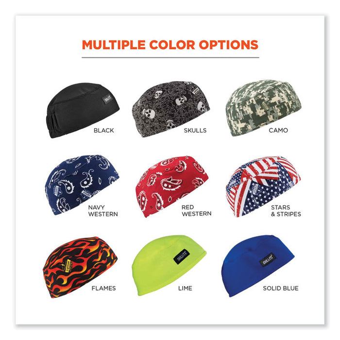 Chill-Its 6630 High-Performance Terry Cloth Skull Cap, Polyester, One Size Fit Most, Navy Western