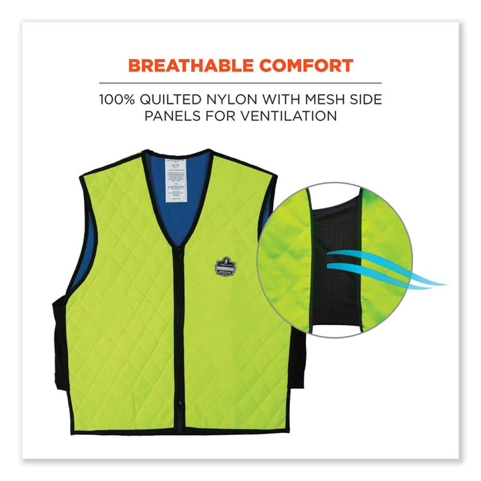 Chill-Its 6665 Embedded Polymer Cooling Vest with Zipper, Nylon/Polymer, 3X-Large, Lime