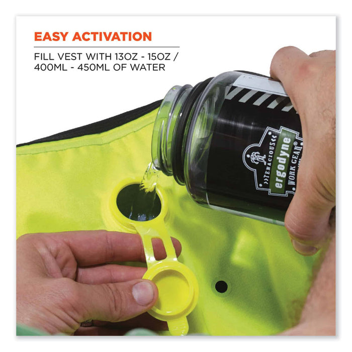 Chill-Its 6685 Premium Dry Evaporative Cooling Vest with Zipper, Nylon, Medium, Lime