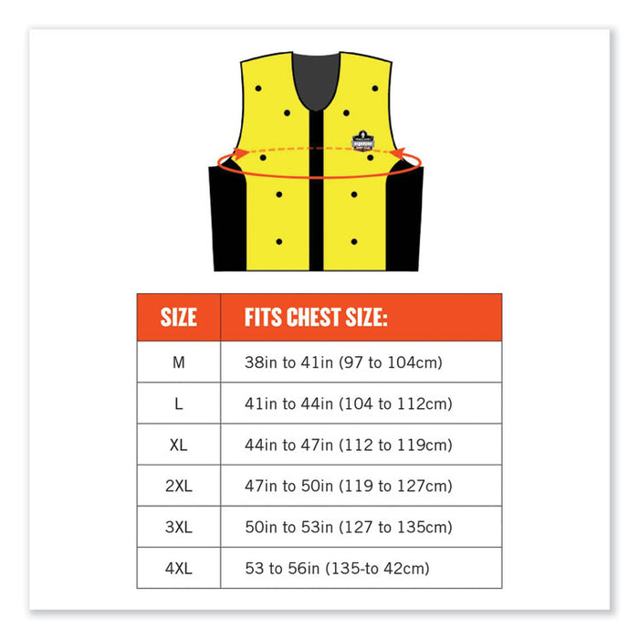 Chill-Its 6685 Premium Dry Evaporative Cooling Vest with Zipper, Nylon, Medium, Lime