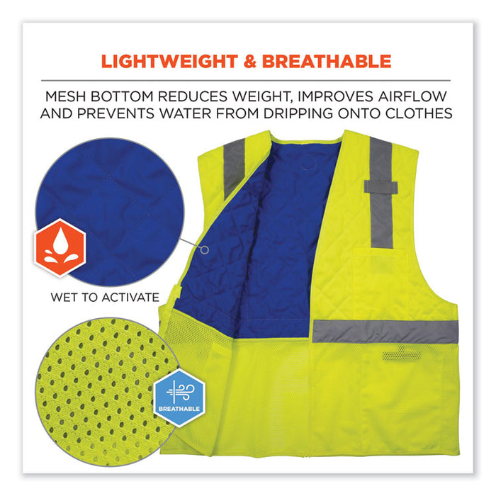 Chill-Its 6668 Class 2 Hi-Vis Safety Cooling Vest, Polymer, Medium, Lime