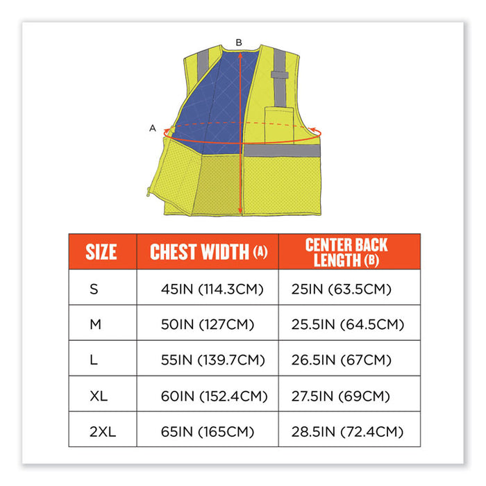 Chill-Its 6668 Class 2 Hi-Vis Safety Cooling Vest. Polymer, Large, Lime