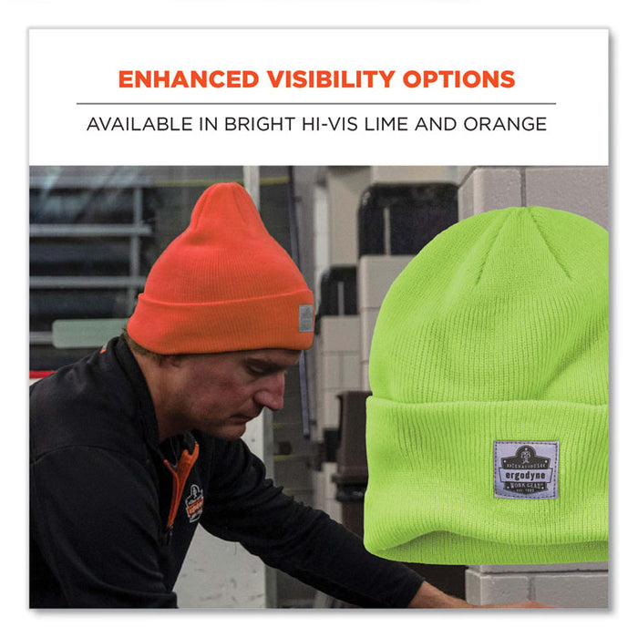 N-Ferno 6806 Cuffed Rib Knit Winter Hat, Acrylic, One Size Fits Most, Orange