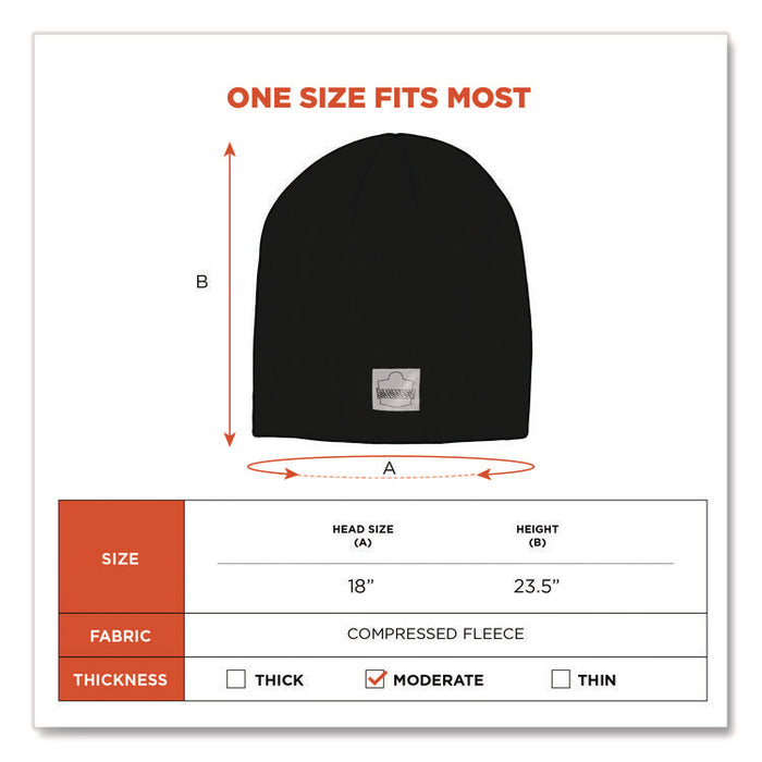 N-Ferno 6812 Rib Knit Beanie, Acrylic, One Size Fits Most, Black