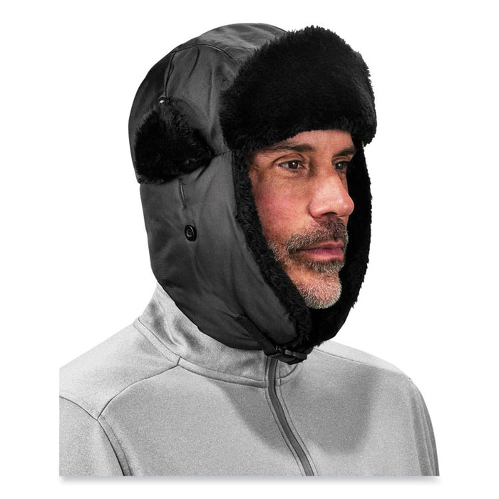 N-Ferno 6802Z Zippered Trapper Hat, 3M Thinsulate/Nylon, Small/Medium, Black