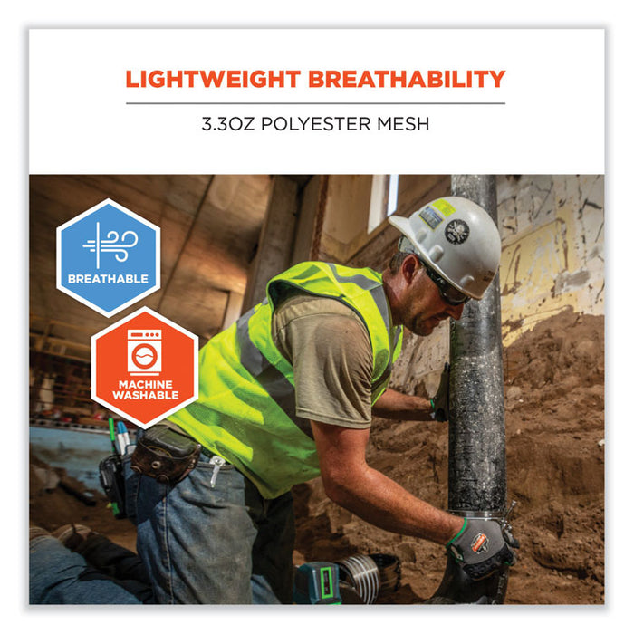 GloWear 8210HL Class 2 Economy Mesh Hook and Loop Vest, Polyester, 4X-Large/5X-Large, Lime
