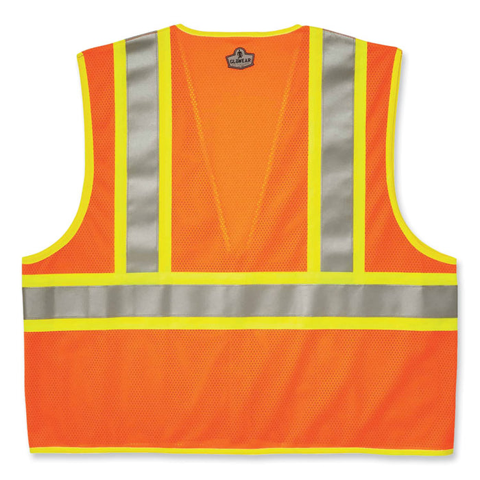 GloWear 8230Z Class 2 Two-Tone Mesh Zipper Vest, Polyester, Large/X-Large, Orange