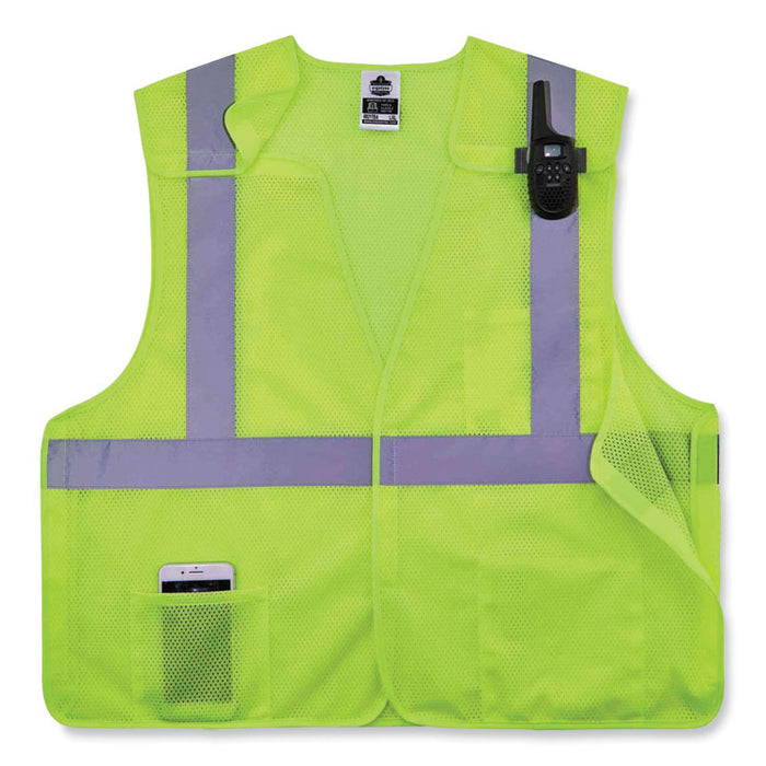 GloWear 8217BA Class 2 Breakaway Mesh Vest, Polyester, Small/Medium, Lime