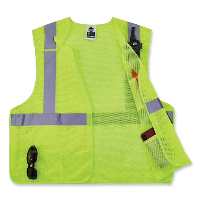 GloWear 8217BA Class 2 Breakaway Mesh Vest, Polyester, 4X-Large/5X-Large, Lime
