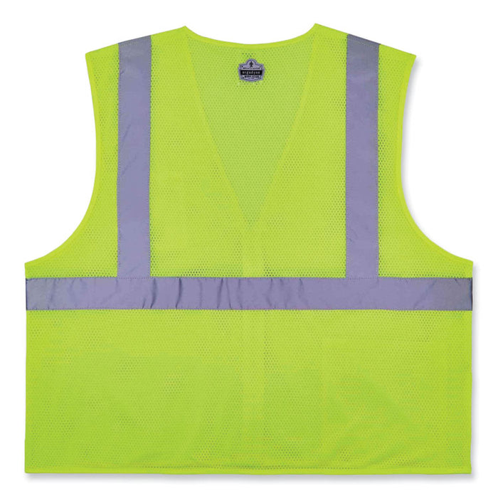 GloWear 8256Z Class 2 Self-Extinguishing Zipper Vest, Polyester, 2X-Large/3X-Large, Lime
