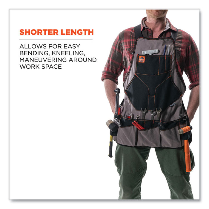 Arsenal 5704 Canvas Tool Apron, 22 Compartments, 25.5 x 28, Canvas, Gray