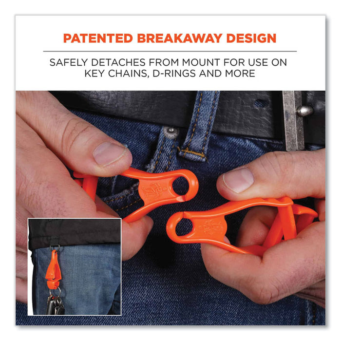 Squids 3400 Glove Clip Holder with Dual Clips, 1 x 1 x 6.5, Acetal Copolymer, Lime, 100/Carton