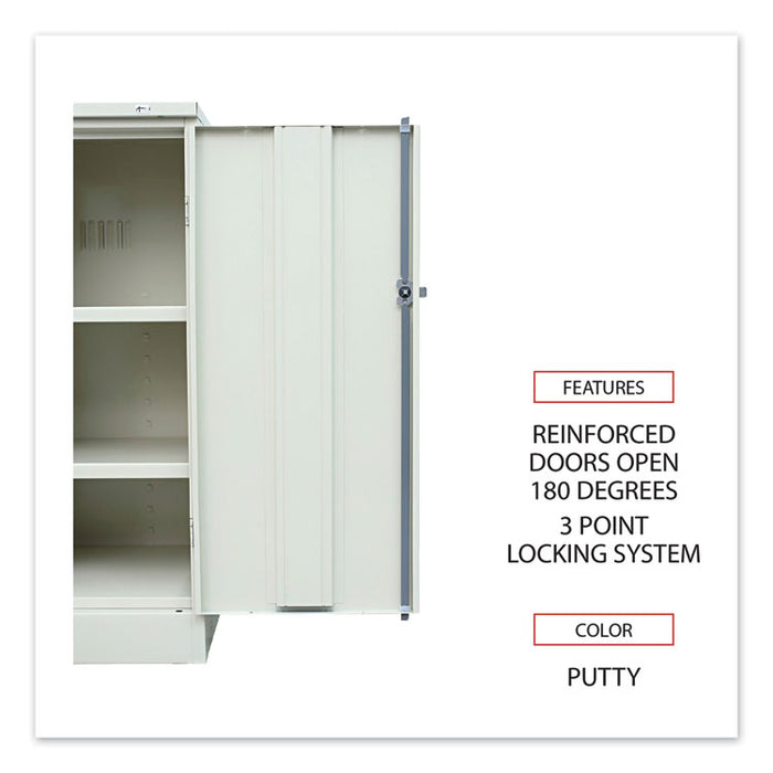 Assembled 42" High Heavy-Duty Welded Storage Cabinet, Two Adjustable Shelves, 36w x 18d, Putty