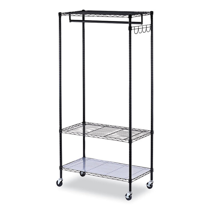 Wire Shelving Garment Rack, 30 Garments, 36w x 18d x 75h, Black