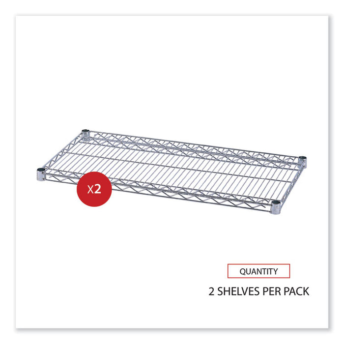 Industrial Wire Shelving Extra Wire Shelves, 36w x 18d, Silver, 2 Shelves/Carton