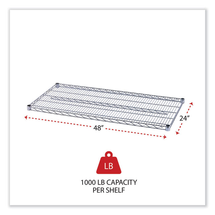 Industrial Wire Shelving Extra Wire Shelves, 48w x 24d, Silver, 2 Shelves/Carton