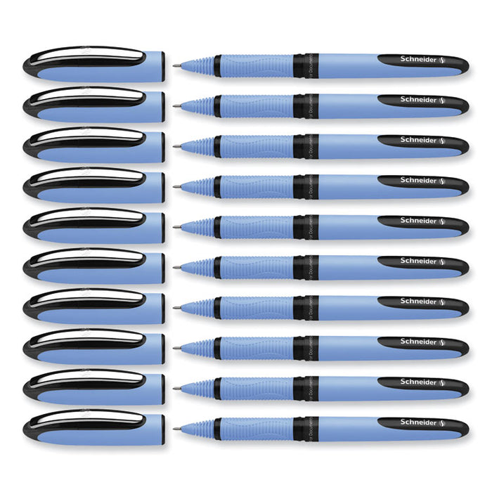 One Hybrid N Rollerball Pen, Stick, Fine 0.5 mm, Black Ink, Blue Barrel, 10/Box