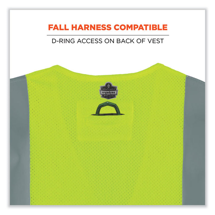 GloWear 8263FRHL Class 2 FR Safety Economy Hook and Loop Vest, Modacrylic Mesh/Cotton, Small/Medium, Lime