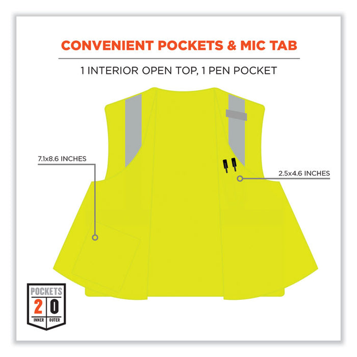 GloWear 8263FRHL Class 2 FR Safety Economy Hook and Loop Vest, Modacrylic Mesh/Cotton, 4X-Large/5X-Large, Lime