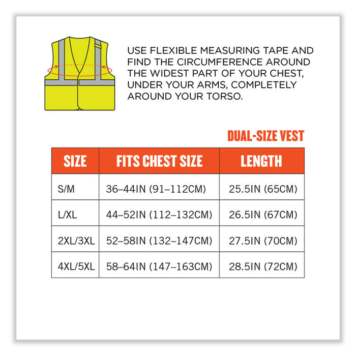 GloWear 8263FRHL Class 2 FR Safety Economy Hook and Loop Vest, Modacrylic Mesh/Cotton, 4X-Large/5X-Large, Lime
