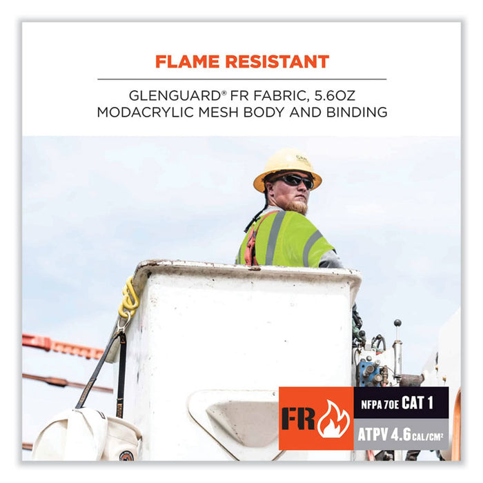 GloWear 8356FRHL Class 3 FR Hook and Loop Safety Vest with Sleeves, Modacrylic, 2X-Large/3X-Large, Lime