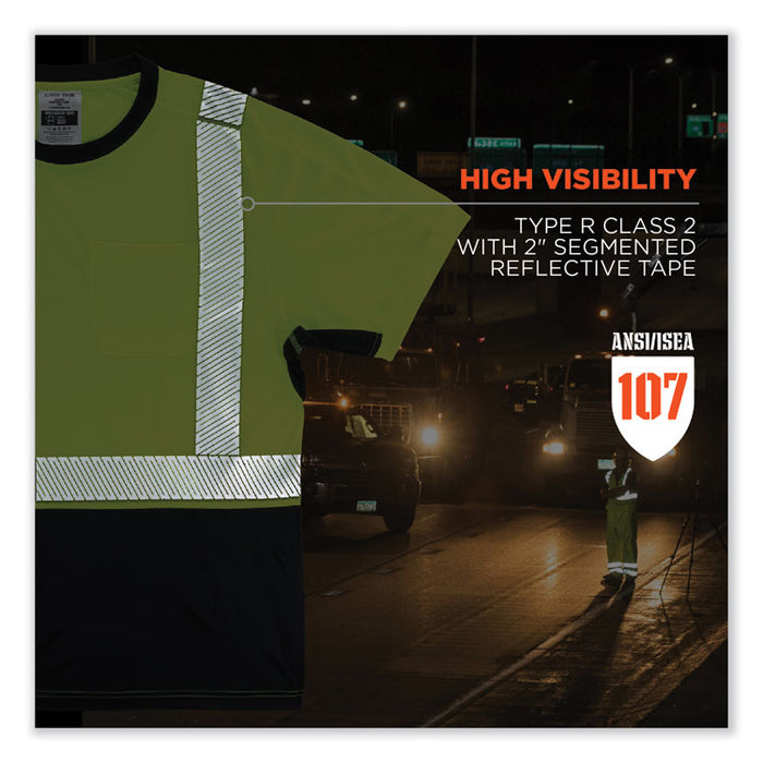 GloWear 8283BK Class 2 Lightweight Performance Hi-Vis T-Shirt, 2X-Large, Lime