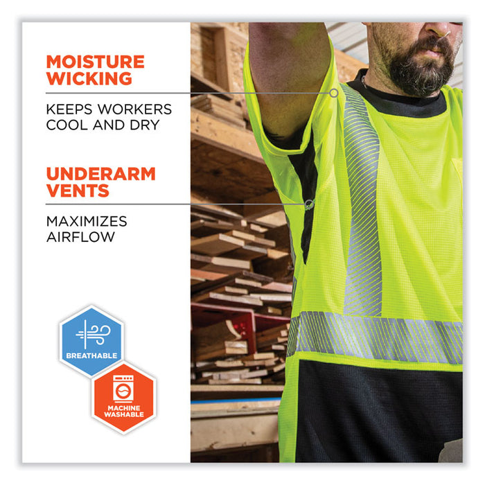 GloWear 8283BK Class 2 Lightweight Performance Hi-Vis T-Shirt, 2X-Large, Lime