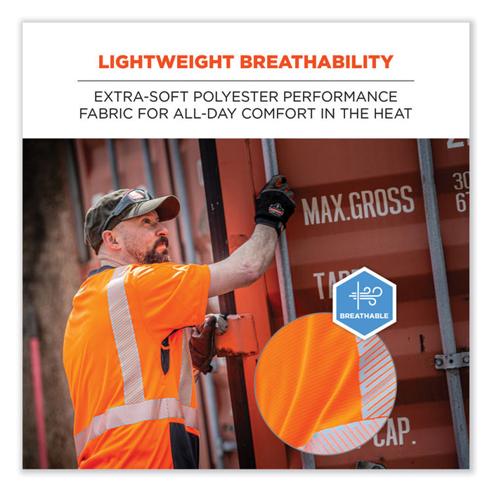GloWear 8283BK Class 2 Lightweight Performance Hi-Vis T-Shirt, Large, Orange