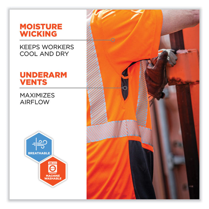 GloWear 8283BK Class 2 Lightweight Performance Hi-Vis T-Shirt, X-Large, Orange