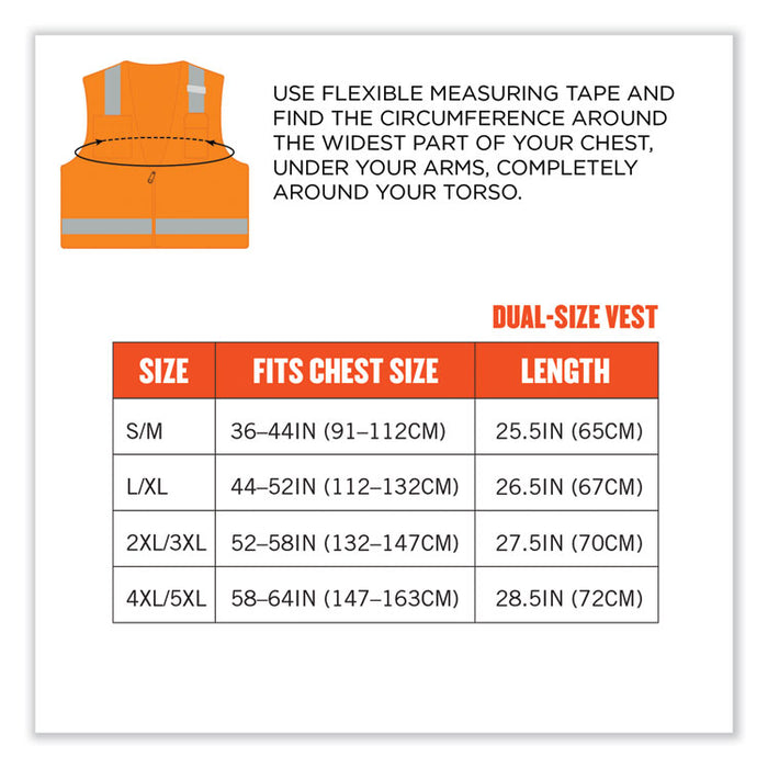 GloWear 8249Z Class 2 Economy Surveyors Zipper Vest, Polyester, 2X-Large/3X-Large, Orange