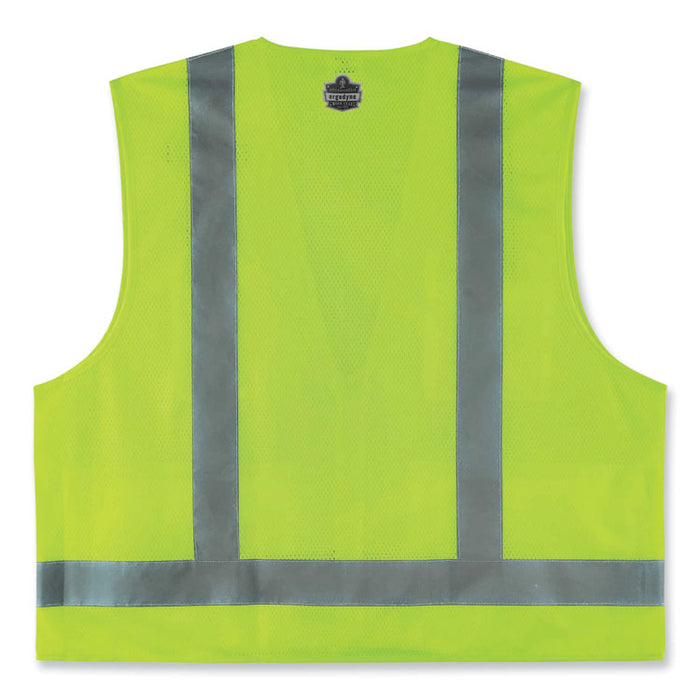 GloWear 8249Z Class 2 Economy Surveyors Zipper Vest, Polyester, Small/Medium, Lime
