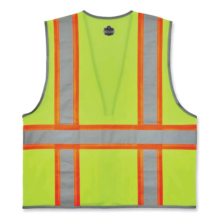 GloWear 8246Z Class 2 Two-Tone Mesh Reflective Binding Zipper Vest, Polyester, 2X-Large/3X-Large, Lime