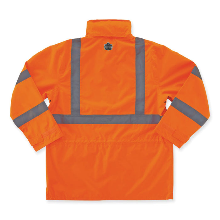 GloWear 8365 Class 3 Hi-Vis Rain Jacket, Polyester, X-Large, Orange