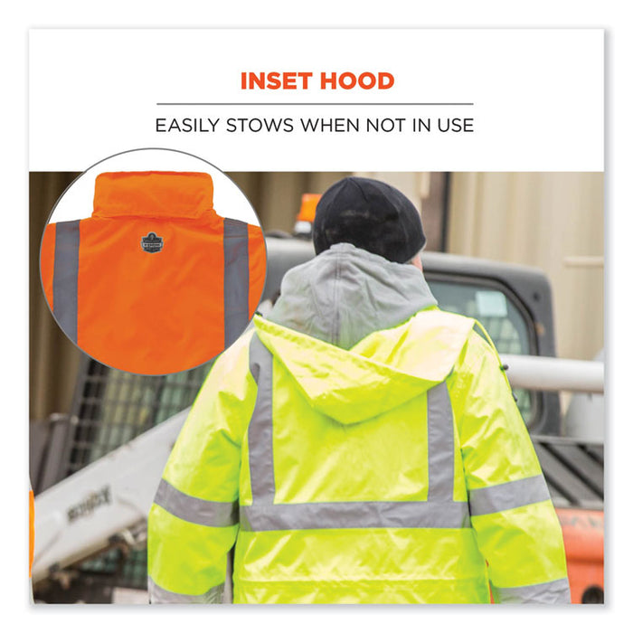 GloWear 8365 Class 3 Hi-Vis Rain Jacket, Polyester, 4X-Large, Orange