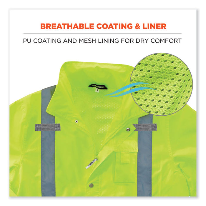 GloWear 8365 Class 3 Hi-Vis Rain Jacket, Polyester, Medium, Lime