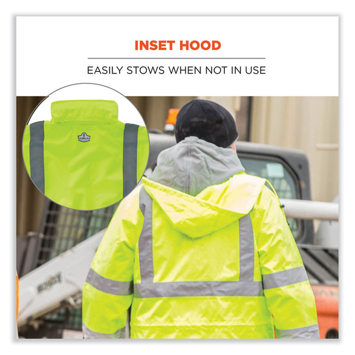 GloWear 8365 Class 3 Hi-Vis Rain Jacket, Polyester, Medium, Lime