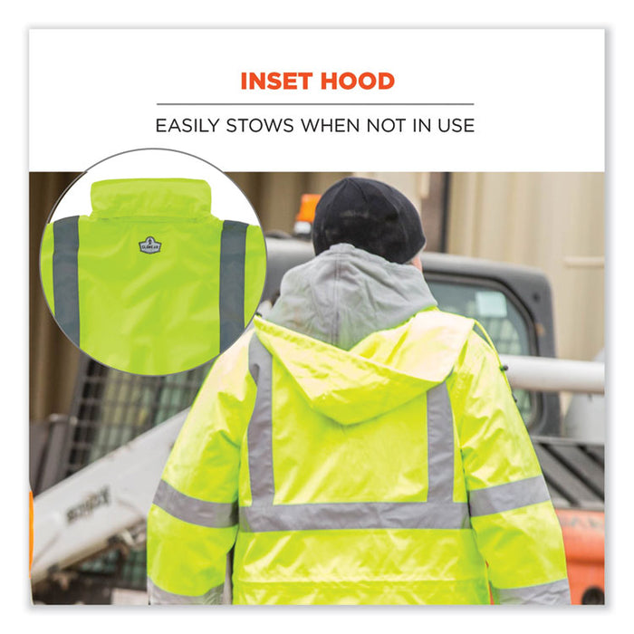 GloWear 8365 Class 3 Hi-Vis Rain Jacket, Polyester, Large, Lime