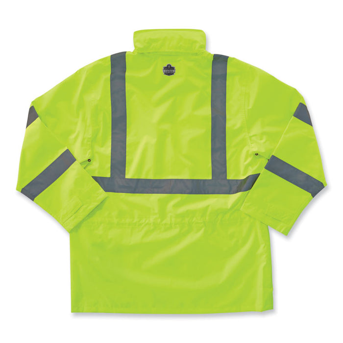 GloWear 8365 Class 3 Hi-Vis Rain Jacket, Polyester, 3X-Large, Lime