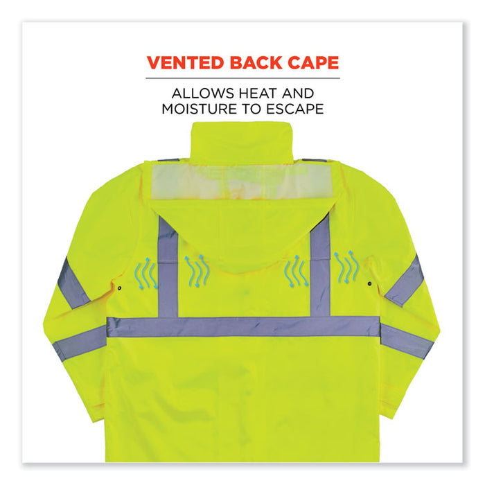 GloWear 8366 Class 3 Lightweight Hi-Vis Rain Jacket, Polyester, Small, Lime