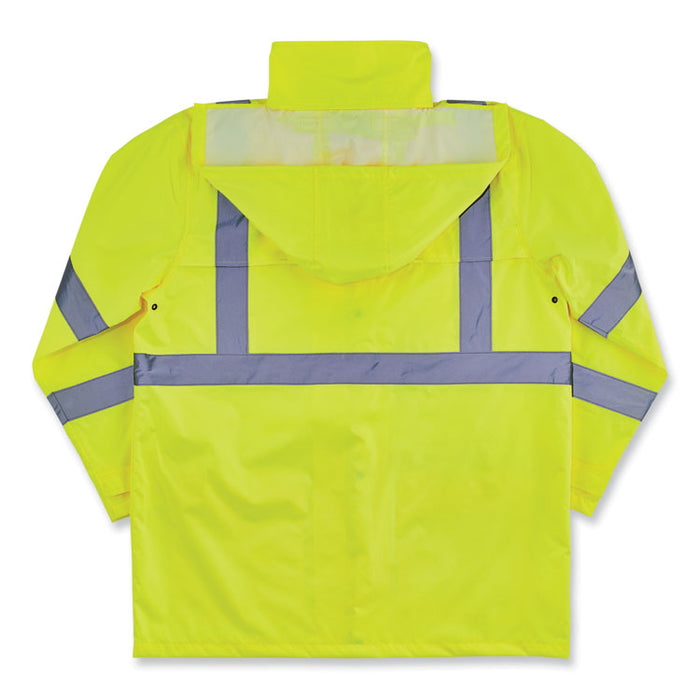 GloWear 8366 Class 3 Lightweight Hi-Vis Rain Jacket, Polyester, 2X-Large, Lime