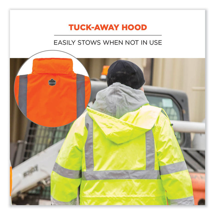 GloWear 8366 Class 3 Lightweight Hi-Vis Rain Jacket, Polyester, Medium, Orange