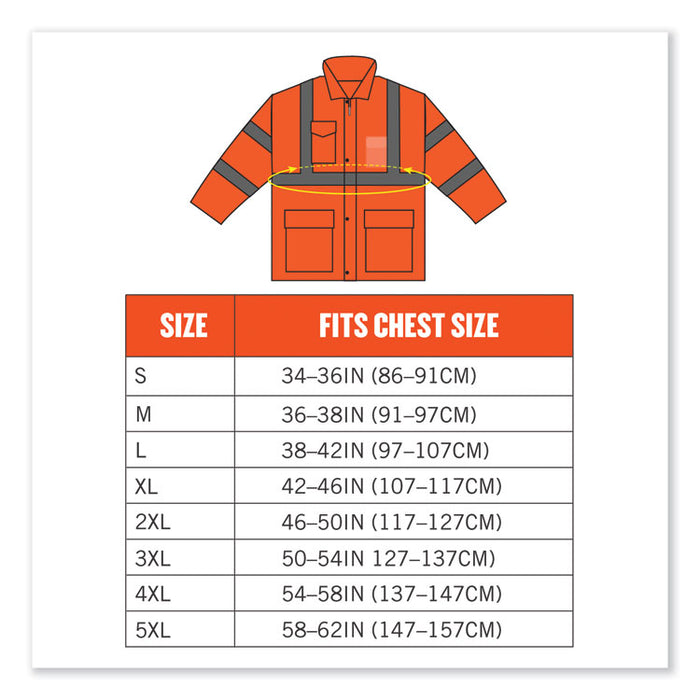 GloWear 8366 Class 3 Lightweight Hi-Vis Rain Jacket, Polyester, Medium, Orange